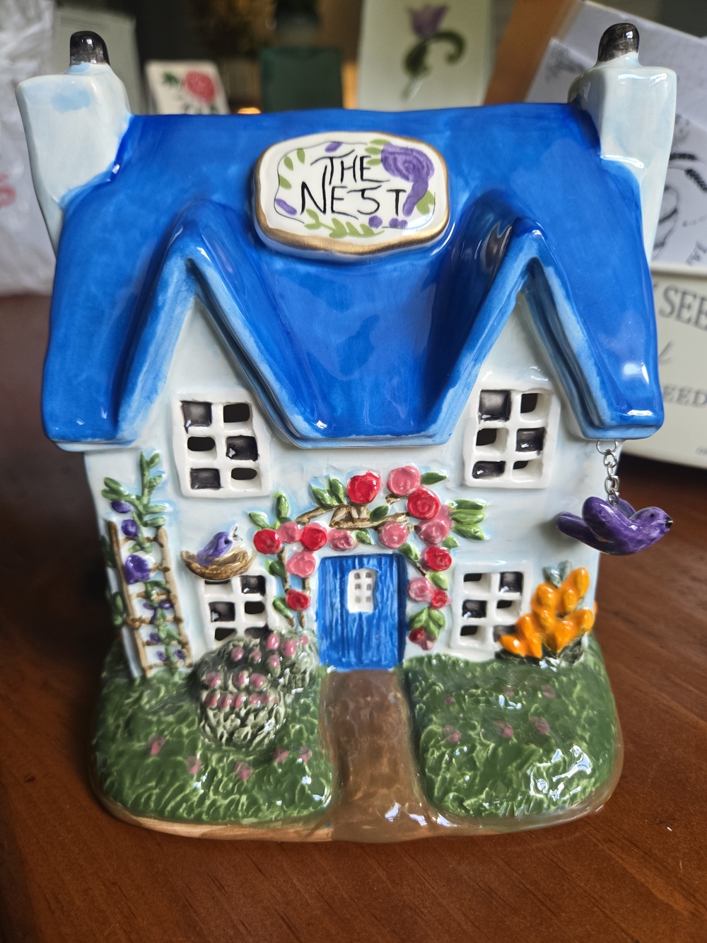 Blue Sky Clayworks Cottage Ceramic Tealight House - "The Nest"